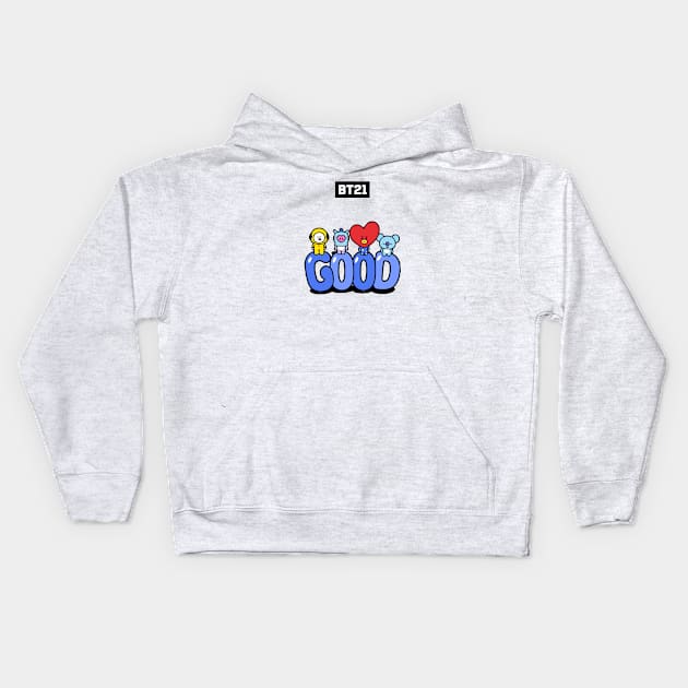 bt21 bts exclusive design 55 Kids Hoodie by Typography Dose